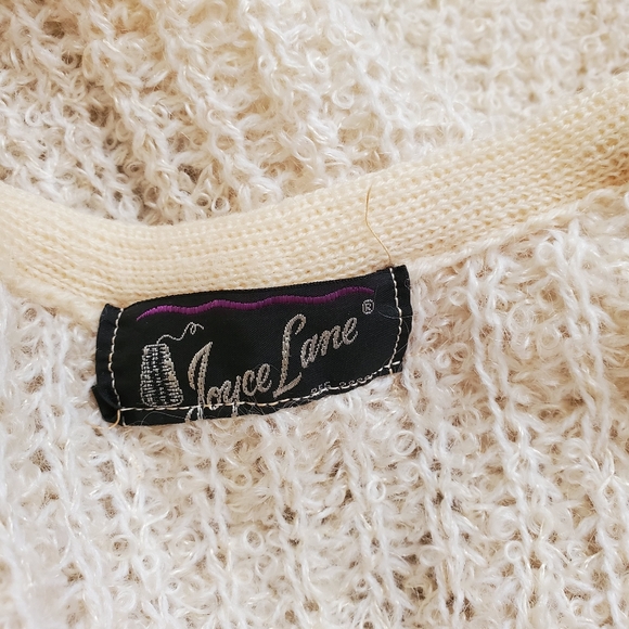 50s 60s Vintage Cream White Knit Cardigan Sweater - Picture 2 of 7